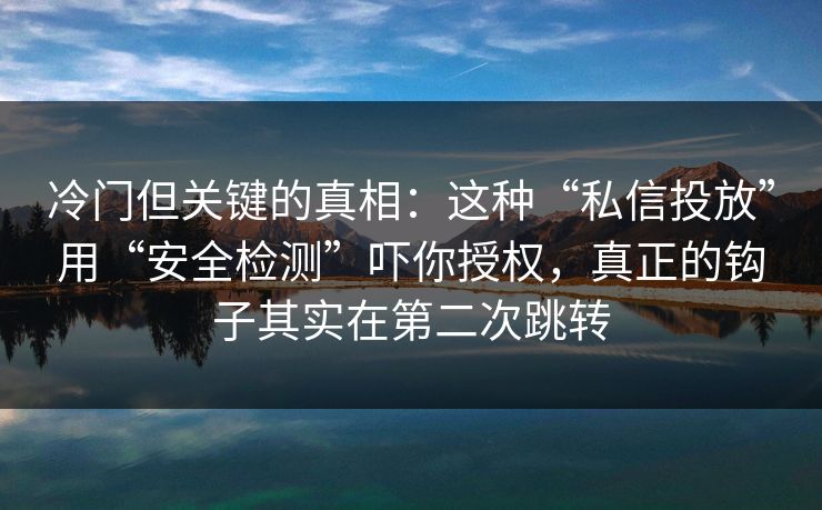 冷门但关键的真相：这种“私信投放”用“安全检测”吓你授权，真正的钩子其实在第二次跳转