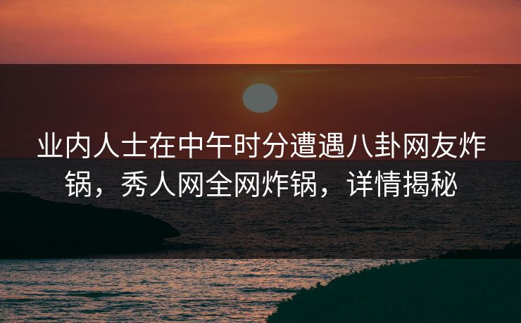 业内人士在中午时分遭遇八卦网友炸锅，秀人网全网炸锅，详情揭秘